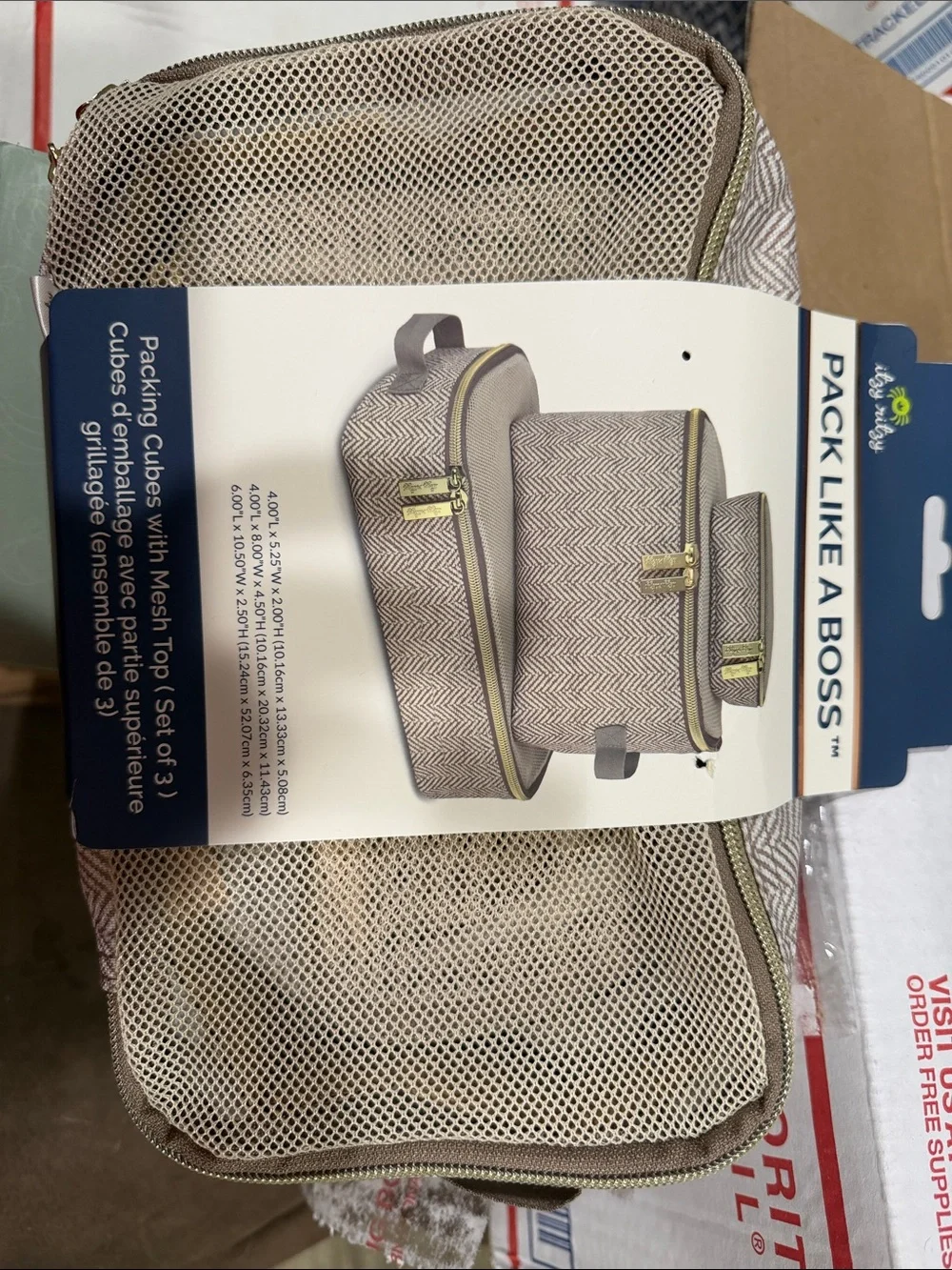 Itzy Ritzy Beige Chevron Packing Cube Set - 3pc